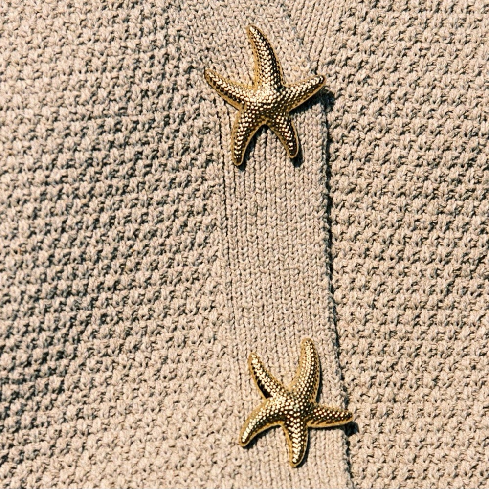 Zara Star Button Textured Knit Cardigan (NWT) - Picture 3 of 5